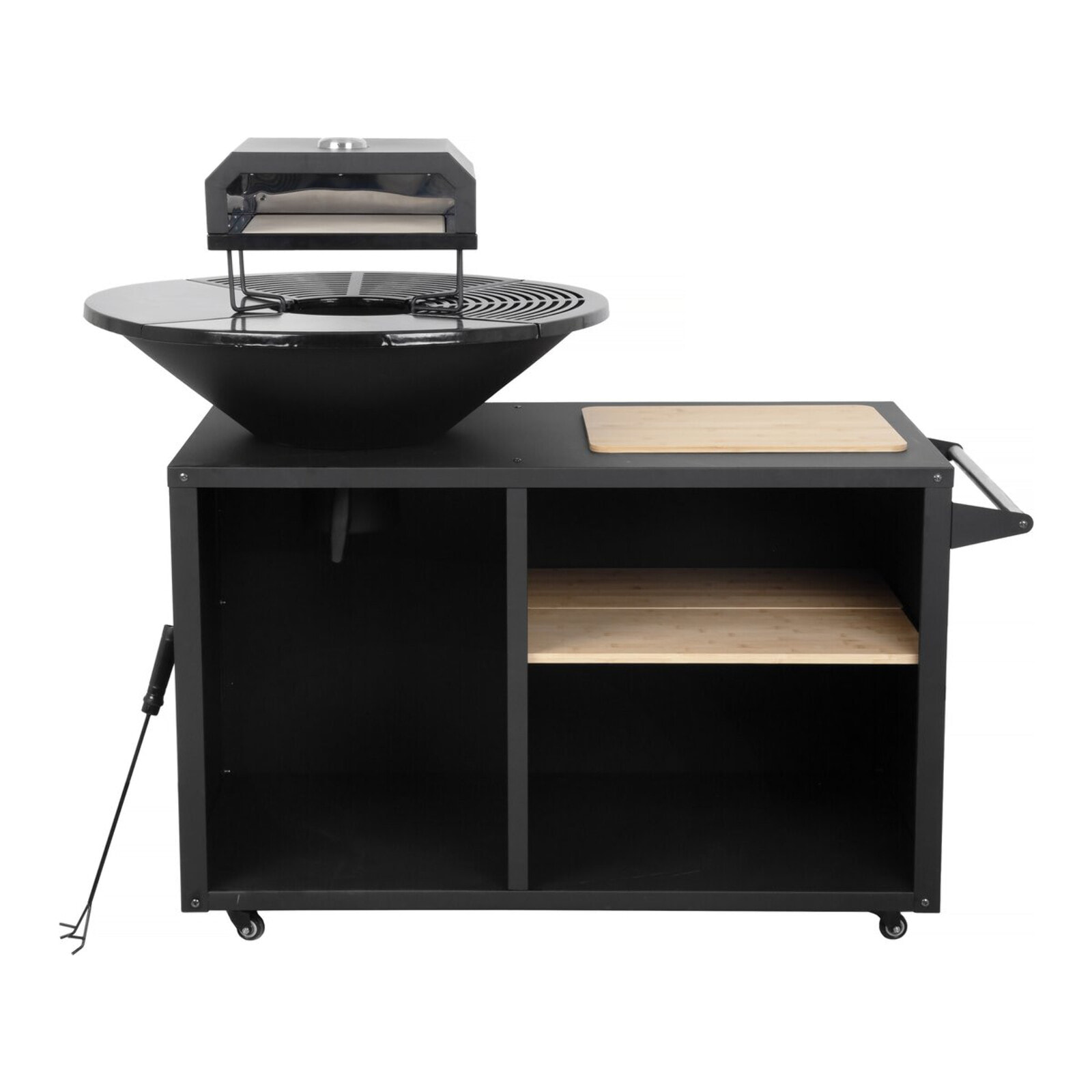 Barbecue plancha brasero avec four à pizza "Maréchal" - Ø 81 cm  - Noir