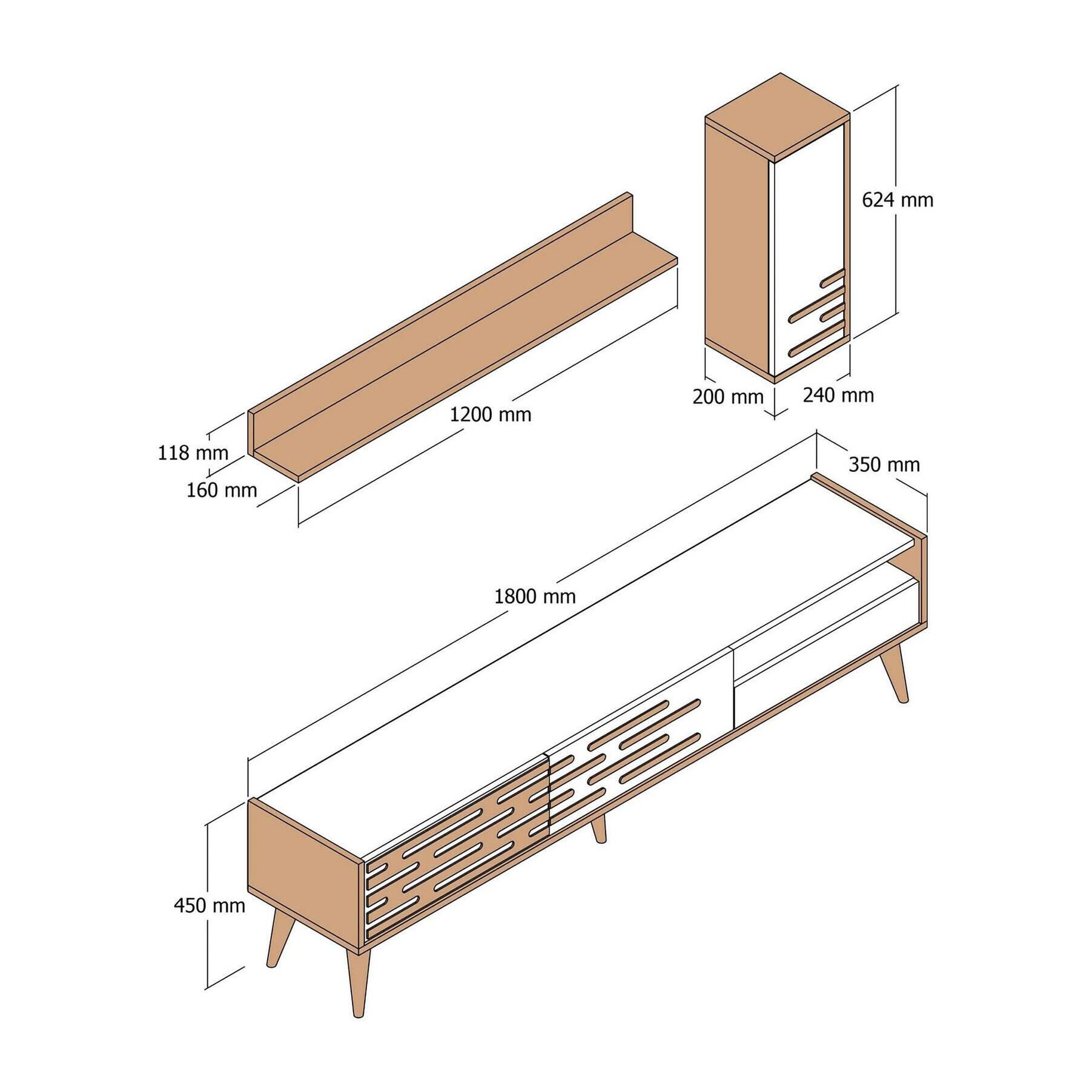 Mobile porta TV Dbrunozz, Credenza da soggiorno, Armadio basso per TV, Base parete attrezzata, 180x45h35 cm, Antracite e Noce