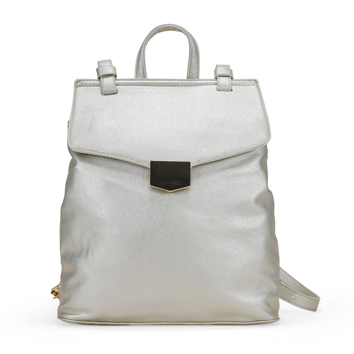 Mochila de vestir dorada con solapa