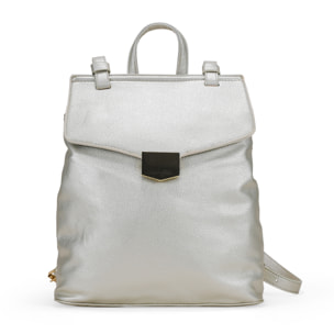 Mochila de vestir dorada con solapa