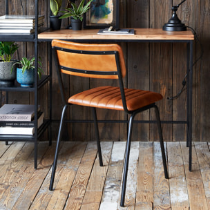 Chaise "Dario" cognac - métal & cuir