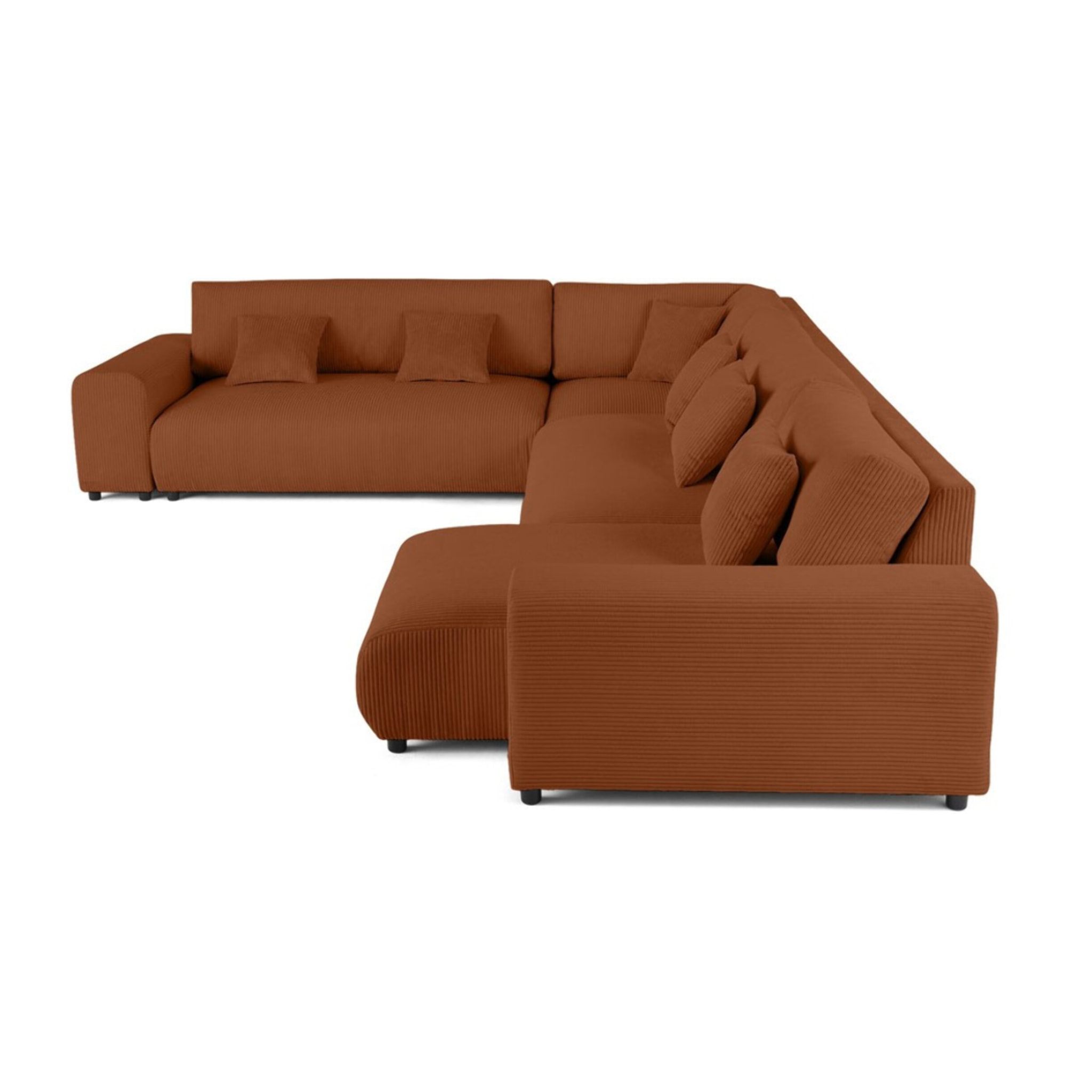 Garance - canapé modulable d'angle gauche - 8 places - en velours côtelé - Terracotta