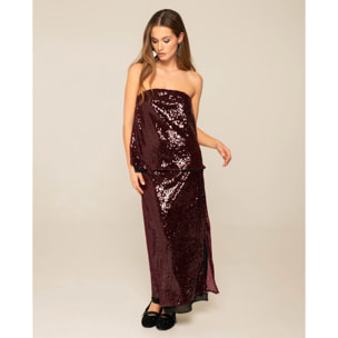 Top palabra de honor con lentejuelas y forro de gasa de mujer