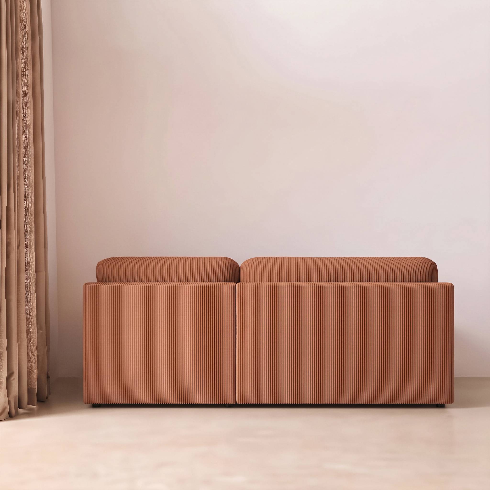Banquette canapé d'angle droit convertible 3 places velours côtelé avec coffre NELSON