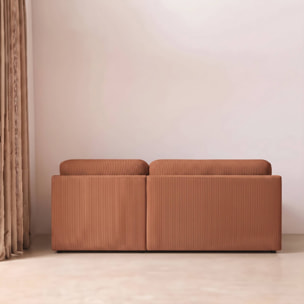 Banquette canapé d'angle droit convertible 3 places velours côtelé avec coffre NELSON