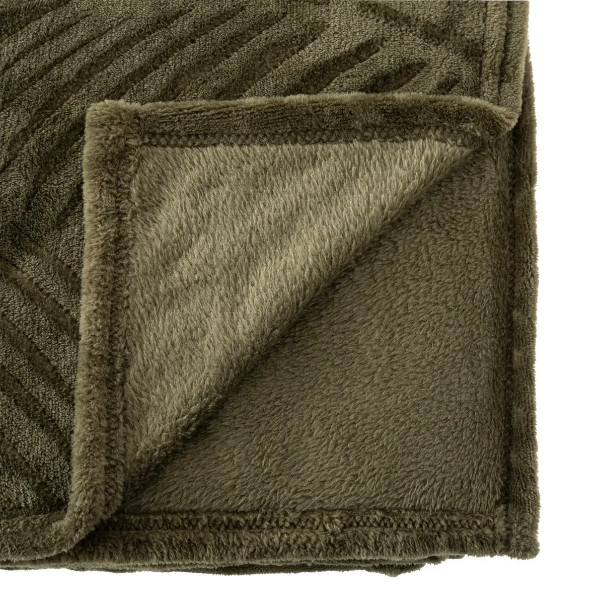 Plaid "Zoa" en flanelle 150x125cm vert kaki