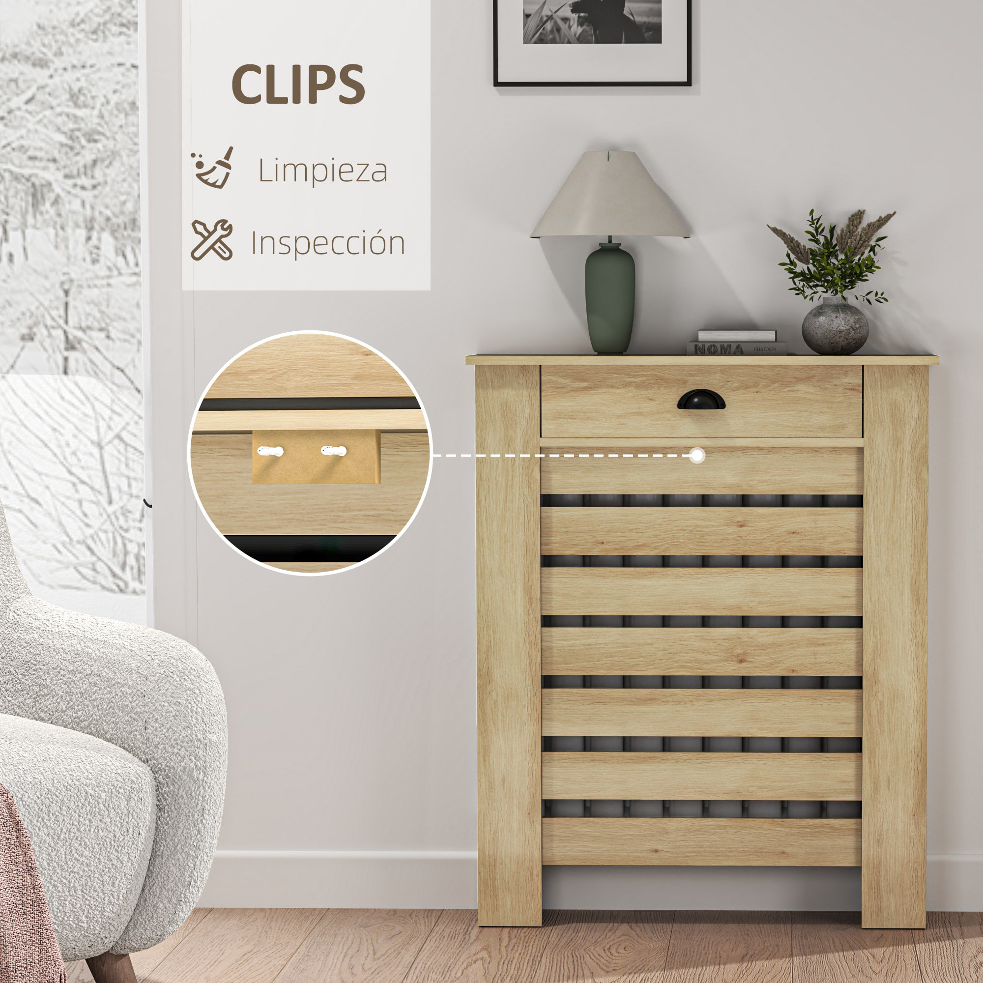 Cubre Radiadores con Cajón Cubreradiador de MDF Cubierta para Radiador para Salón Dormitorio Pasillo 78x19x95,5 cm Roble