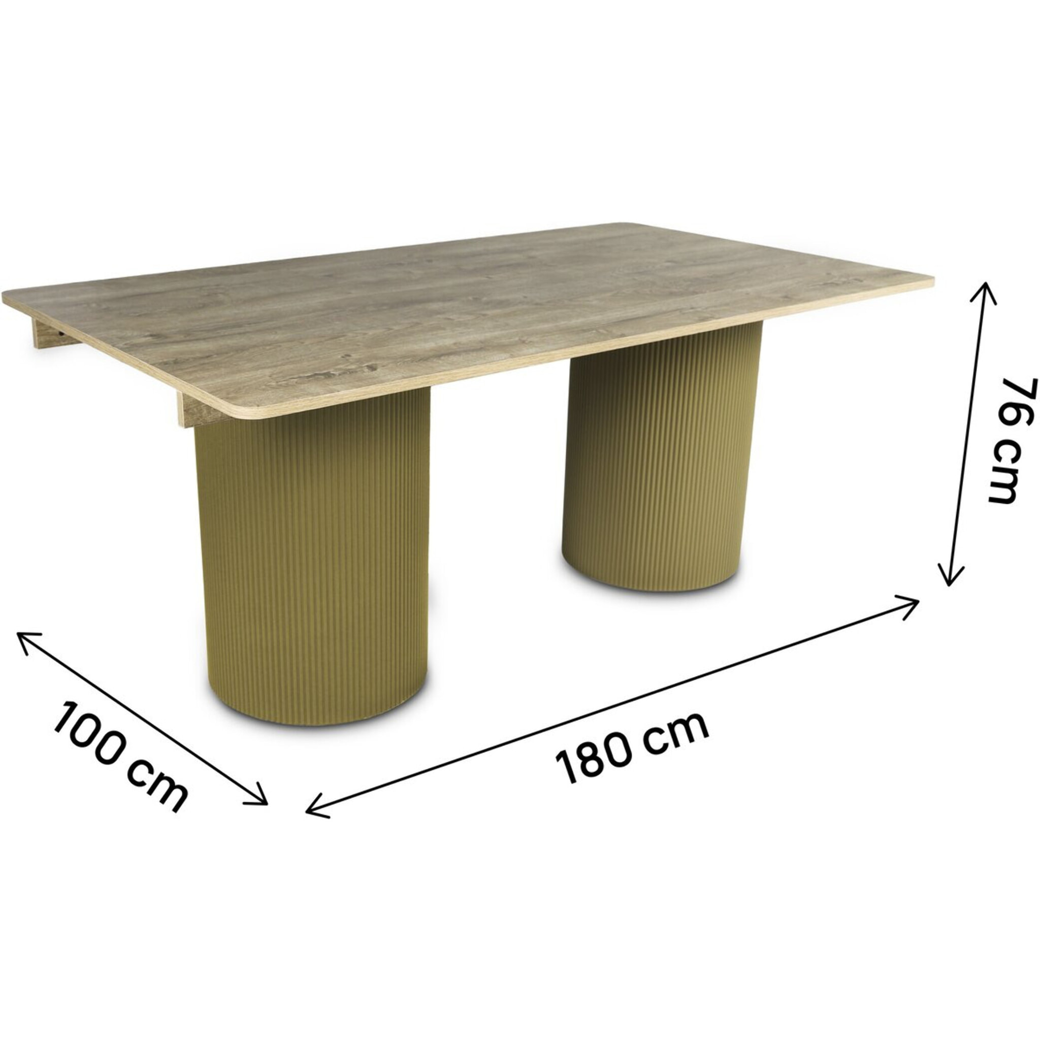 Table à manger ovale en bois "Zénith" - 180 cm - 8 places - Beige