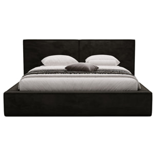 Eros - lit coffre - 180x200 cm - sommier inclus - en velours - Noir