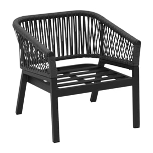 Fauteuil de salon de jardin "Oriengo" anthracite & graphite en aluminium traité époxy