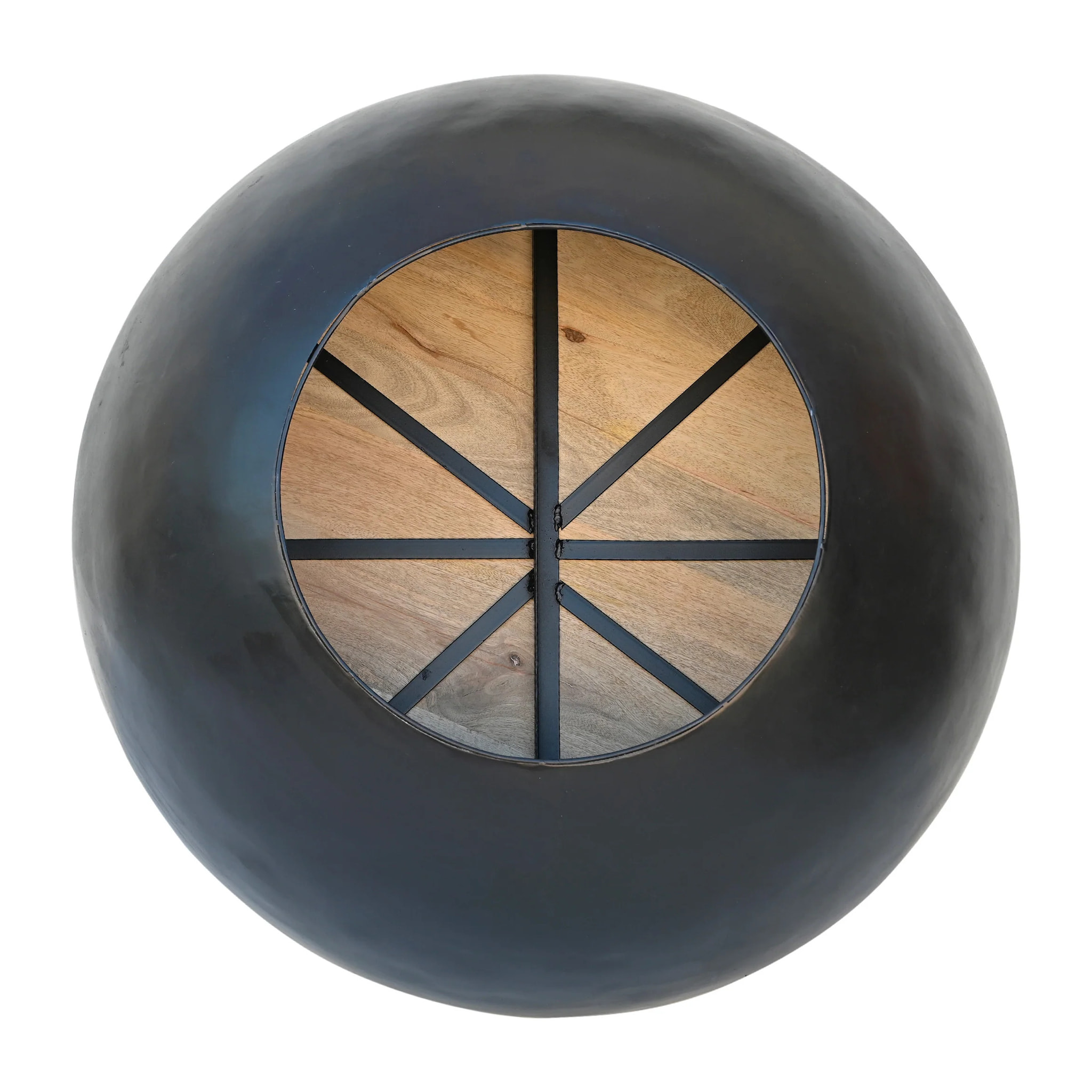 Table basse ronde en bois massif et métal D90 cm - Tajy