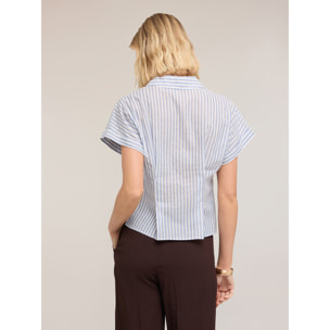 Motivi - Camisa de muselina a rayas lurex - Light - blue