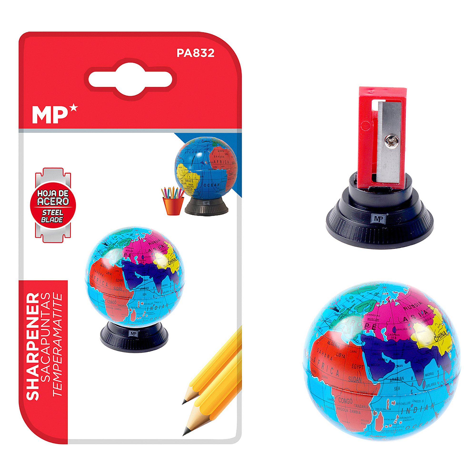 PACK 12 AFFILA PENNE MAPPA DEL MONDO