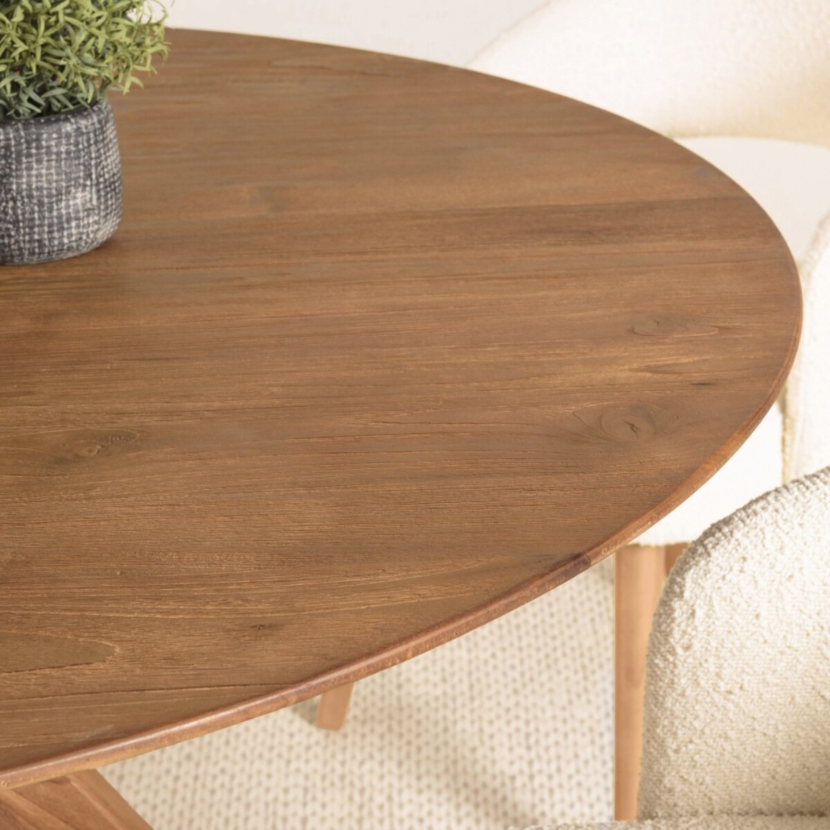 SIXTINE - Table à manger ronde en bois de teck recyclé D130cm
