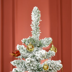 HOMCOM Árbol de Navidad Artificial 180 cm con Nieve Ignífugo con 750 Ramas Hojas de PVC Apertura Automática Base Plegable y Soporte Metálico Decoración Navideña para Interiores Verde