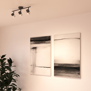 Forlight Focos Cloc Triplex Negro - Iluminación Moderna para Hogar, Aluminio Resistente, Personalización con Bombilla Ideal, Diseño Elegante y Funcional, Serie Decorativa