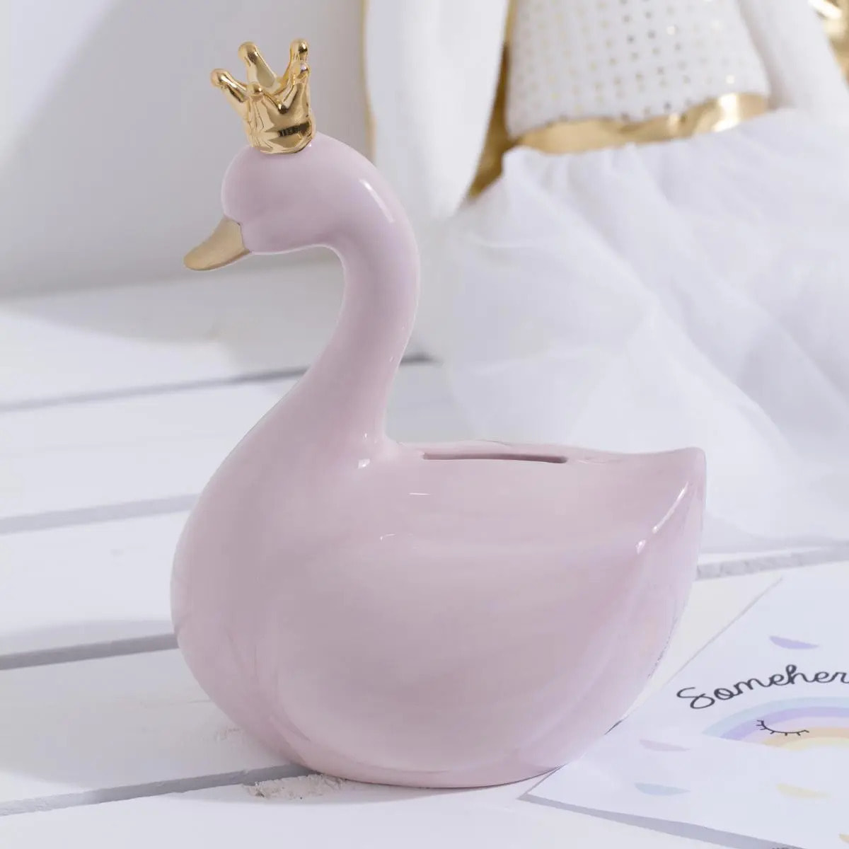 Tirelire enfant "Cygne" - H17 - 5 cm