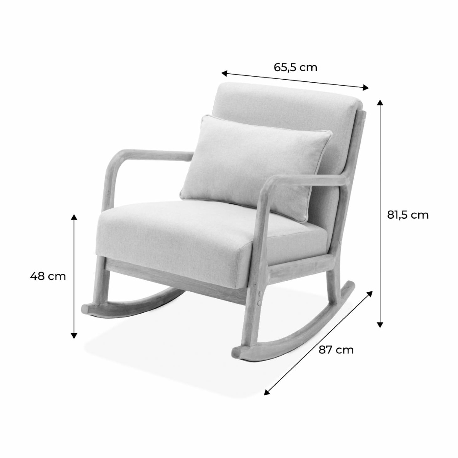 Fauteuil à bascule design en bois et tissu. 1 place. rocking chair scandinave. bleu