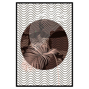 Affiche encadrée abstraite feuille et formes ondulées Affiche + cadre en métal - Noir