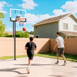 Canasta de Baloncesto para Exterior en el Suelo, Altura Ajustable 230-375 cm, Canasta de Baloncesto con Soporte, Manivela, Tablero Irrompible 120 cm, Aro Ø48 cm, para Adolescentes y Adultos