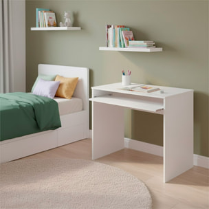 Scrivania Per Cameretta Postazione Desk PC Studio Ufficio Design Moderno Piano Scorrevole Piedini ABS Studio Compiti Lavoro 90x54x79 Cm Bianco Opaco