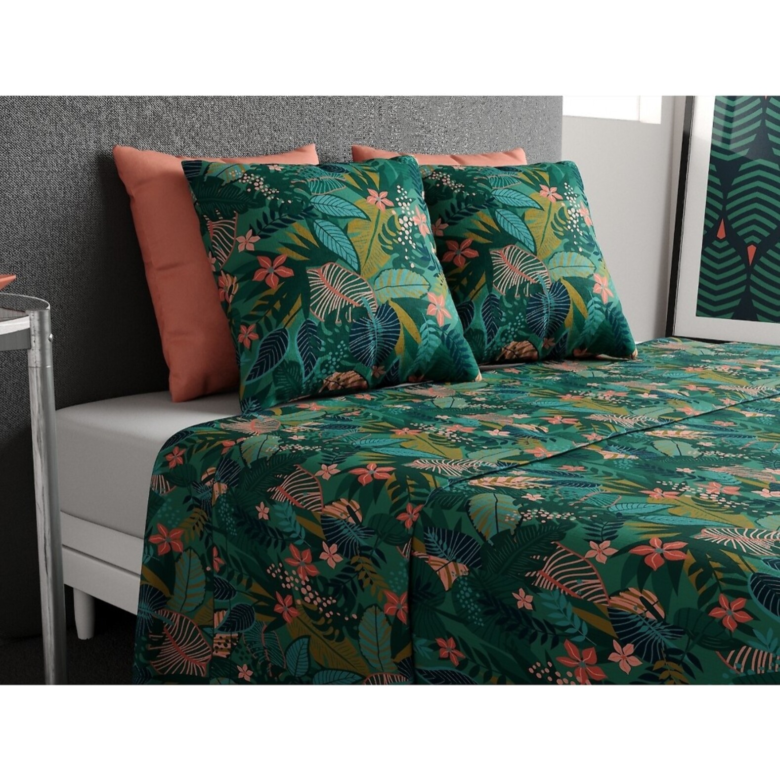 Parure De Drap 3pcs avec Drap housse Bonnet:25cm 100%coton 57fils Zania