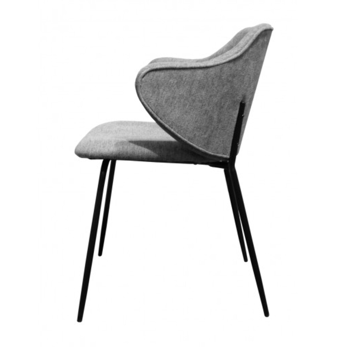 Chaise en tissu chiné, accoudoirs & pieds métal - OLIVER