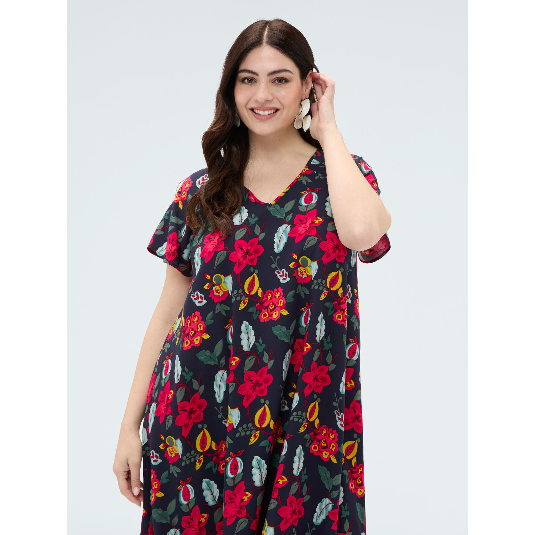 Fiorella Rubino - Vestito lungo in viscosa con stampa floreale - Blu