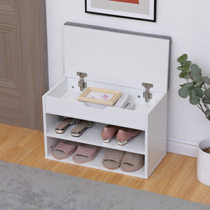 Meuble à chaussures deux casiers avec coffre blanc ALAN