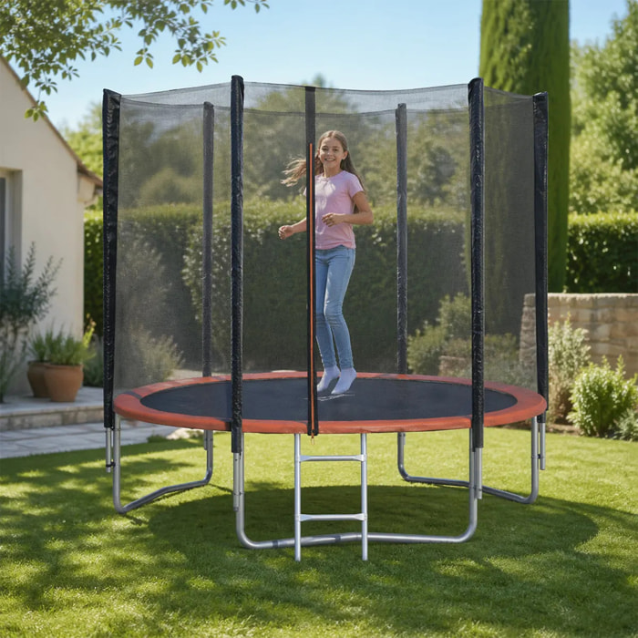 Trampoline Ø 3,05 m avec filet de sécurité et échelle