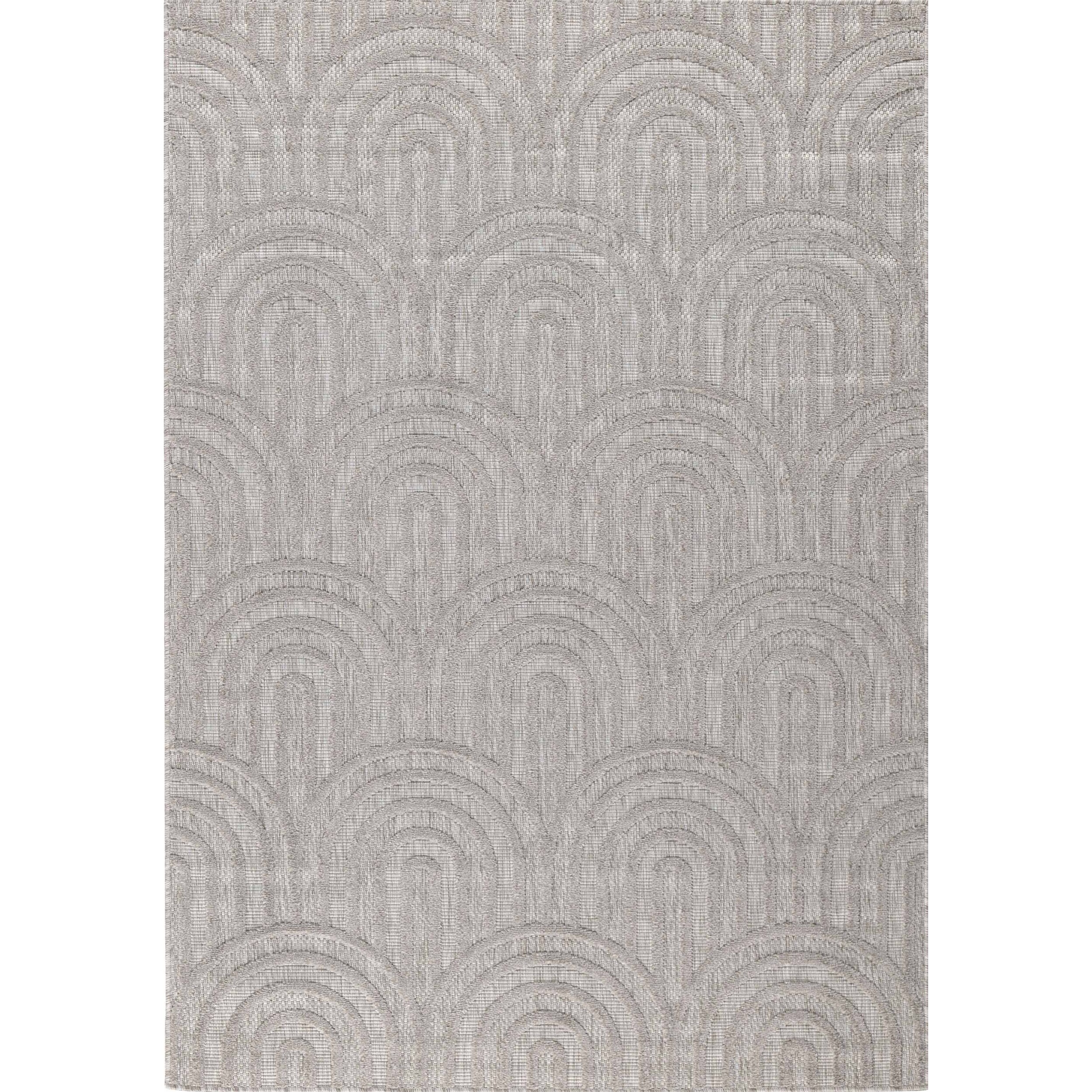 SANTORINI - Tapis d'intérieur/extérieur à motifs en relief arc - Gris