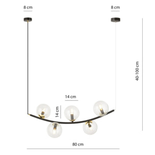 Lampada a sospensione RITZ in acciaio nero e vetro