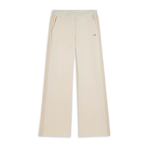 Pantaloni wide leg in felpa garzata e inserti a trecce