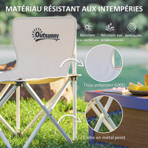 Ensemble table et chaise camping - table pliante camping avec 4 chaises rangements sacs de transport blanc