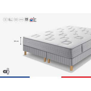 Ensemble CHALLENGE matelas H24 ressort ensachés, très ferme, 2 sommiers