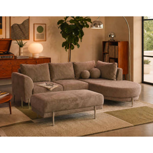 Gabin - pouf en velours texturé - Taupe