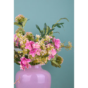 Bouquet Legato Con Ortensie. Altezza 55 Cm - Pezzi 3 - 30X55X30cm - Colore: Rosa - Bianchi Dino - Fiori Artificiali