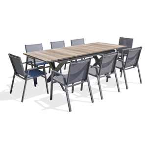 FLORIDE - Ensemble repas de jardin 8 places en aluminium