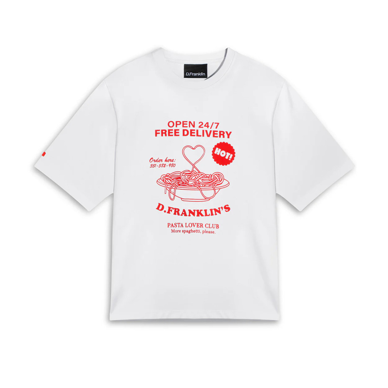 Camiseta Mujer Pasta Lover Blanca / Roja D.Franklin