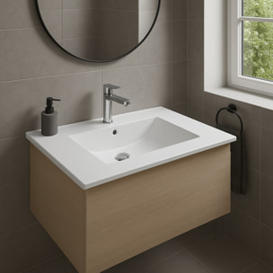 Lavabo Da Incasso Rettangolare Lavandino Bagno In Ceramica Design Moderno Elegante Per Top Bagno 71 x 46 cm Bianco