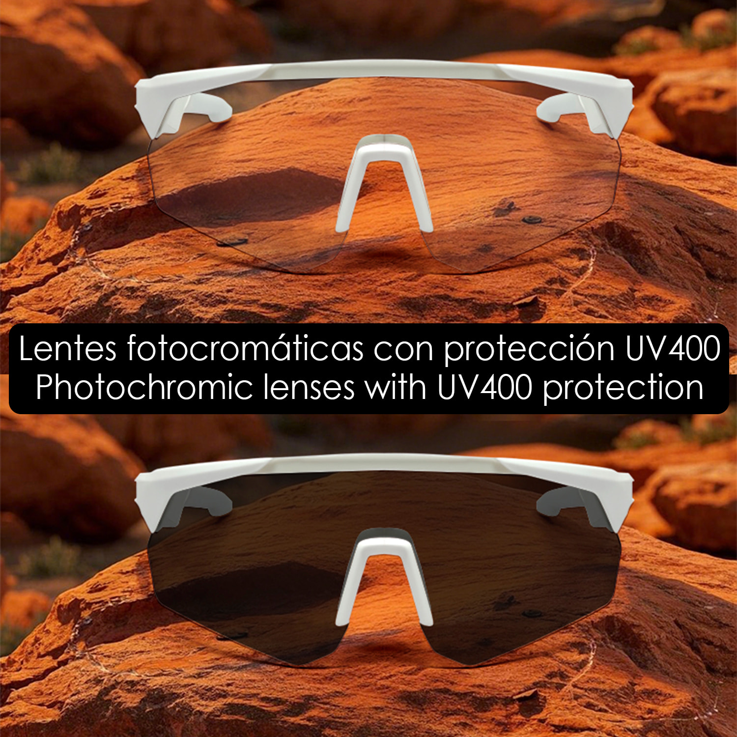 Occhiali sportivi intelligenti QY PRO 2. Assistente vocale intelligente, traduzione in tempo reale di oltre 100 lingue, controllo della musica/chiamate e lenti fotochromatiche UV400.