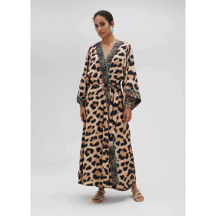 Kimono lungo leopardato