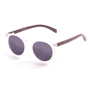 Gafas de sol OCEAN LIZARD WOOD - De brazo marrón bambú con montura transparente blanco / Ahumada