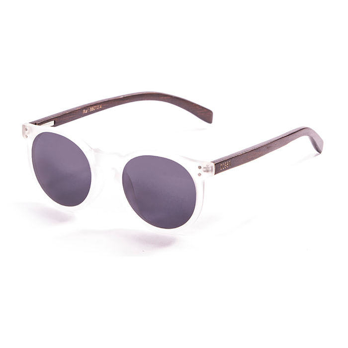 Gafas de sol OCEAN LIZARD WOOD - De brazo marrón bambú con montura transparente blanco / Ahumada