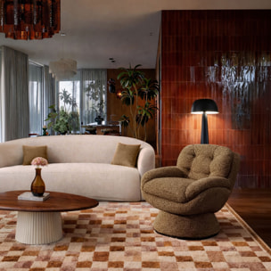 Fauteuil pivotant en tissu marron GUSTAVE