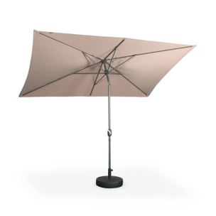 Parasol droit rectangulaire 2x3m - Touquet taupe - mât central en aluminium orientable et manivelle d'ouverture