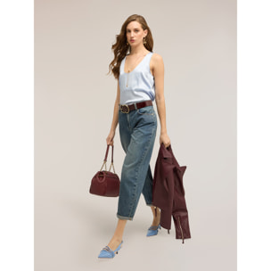 Motivi - Top de raso de hombro ancho - Light - blue