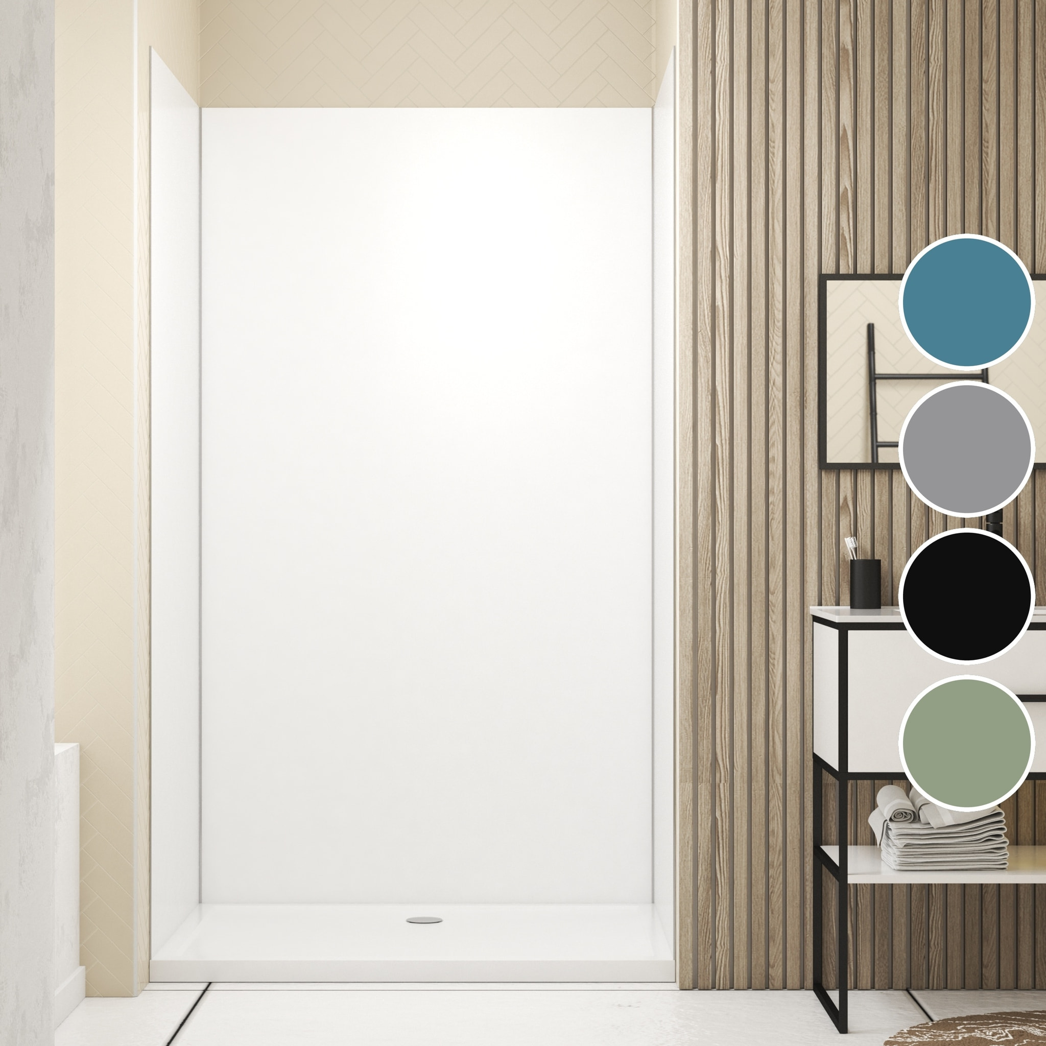 Pack de 3 Panneaux Muraux Aluminium Blanc 90+120+90x210 cm avec Profilés Chrome- WALL'IT