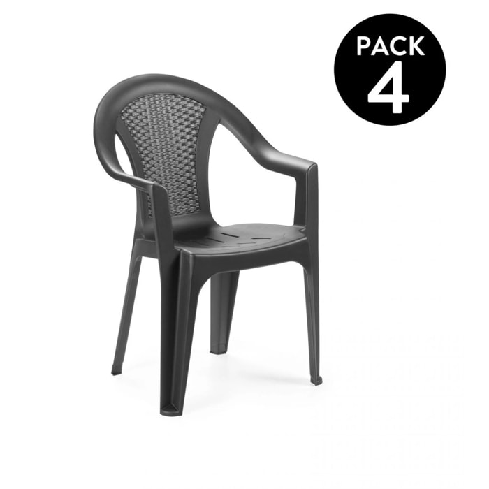 Pack 4 sillas de exterior Coral Antracita