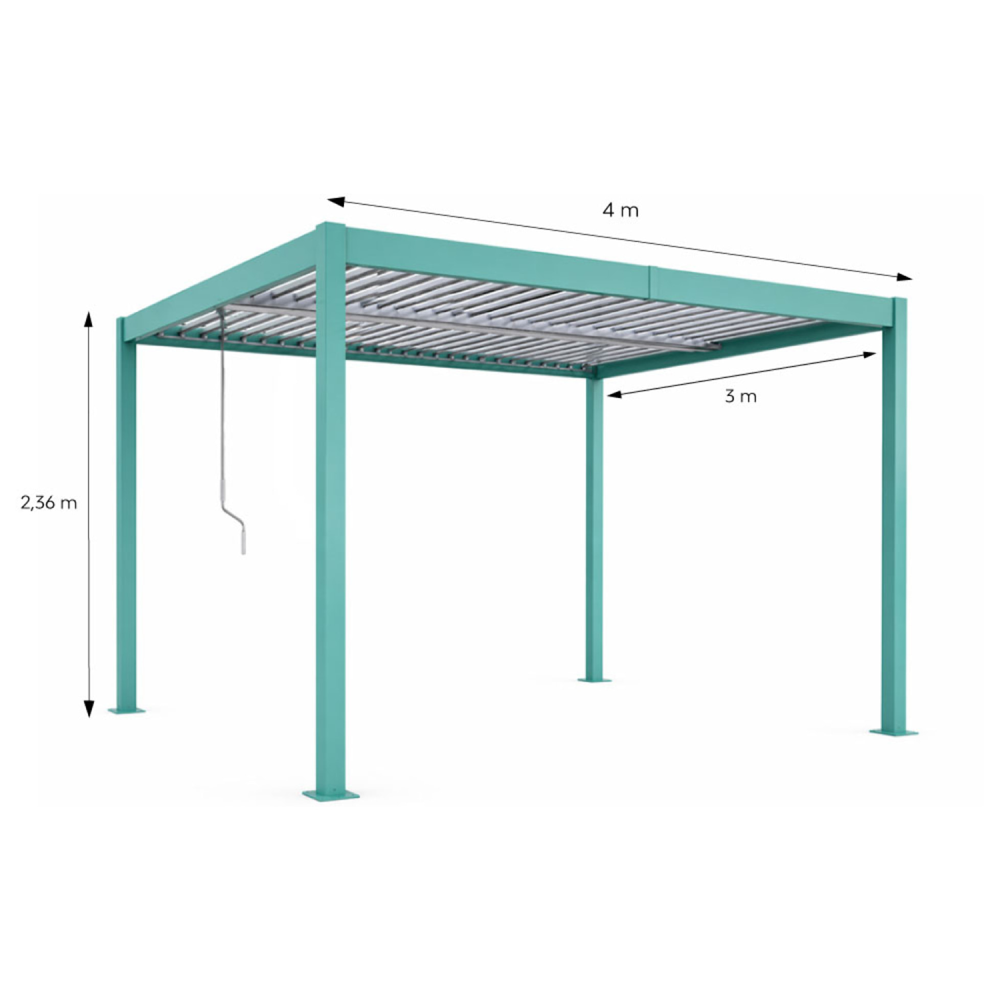 Pergola bioclimatique structure et lames orientables en aluminium vert 4x3m SOPRON